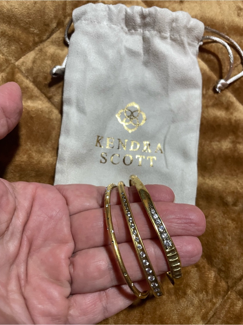 Kendra Scott Vintage Gold Crystal Bangle Bracelet Set